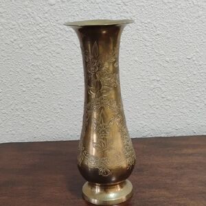 Ornate Floral Brass Vase